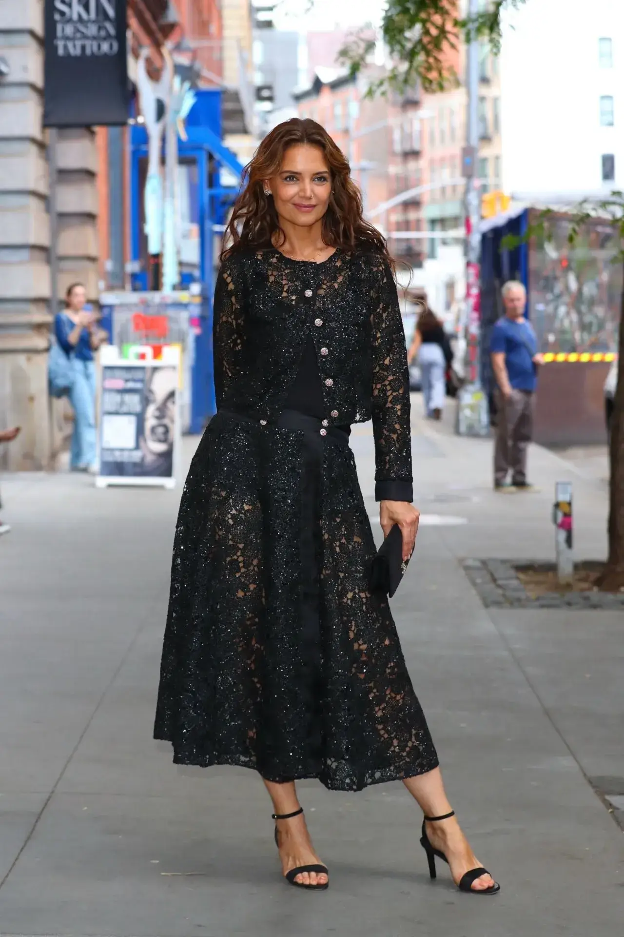 KATIE HOLMES SEEN IN A STUNNING BLACK DRESS IN NEW YORK CITY STREETS 4